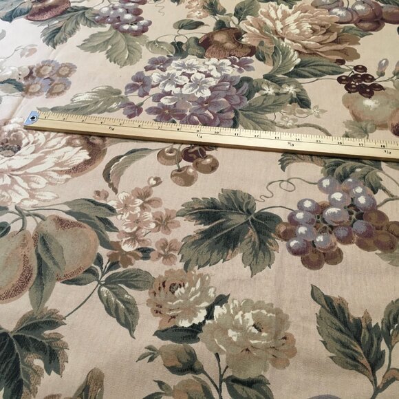 Richloom Fabric 1995 Cabbage Roses Grapes Leaves Brown Tones Upholstery  3.25 Yd - Picture 3 of 6